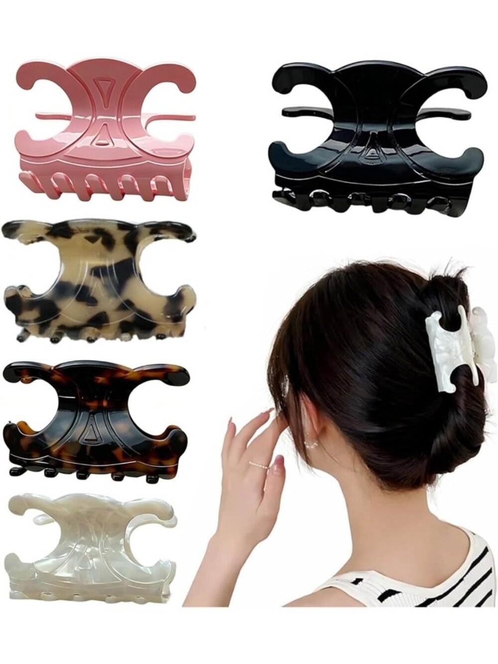 5 PCS Durable Butterfly Hair Clips - Medium Size Claw Clips for Secure Updos
